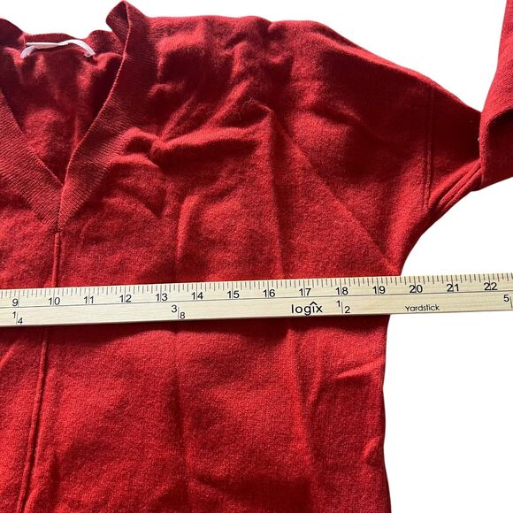 The Cashmere Project Sweater Women Sz Medium Red Orange V-Neck Long Sleeve *FLAW - Picture 4 of 8